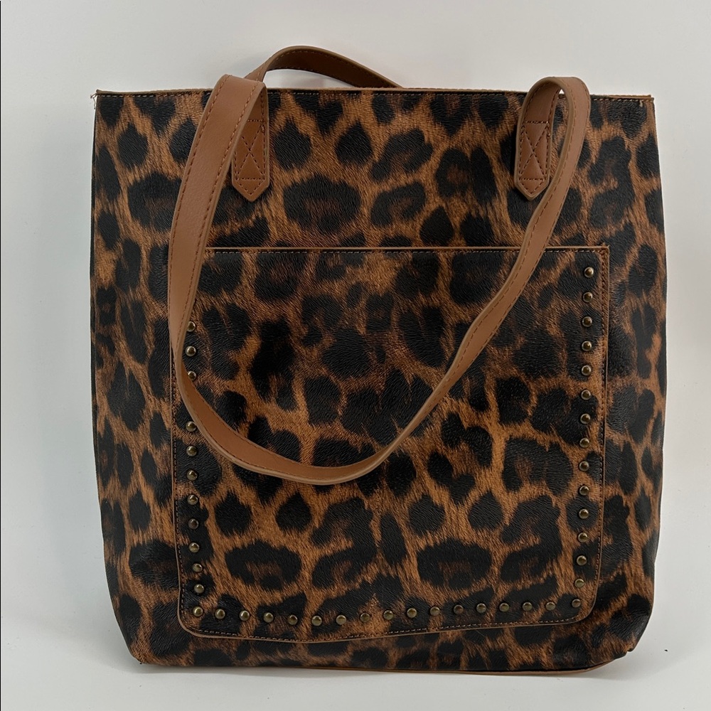 Initial Outfitters Chocolate Leopard Print Tote Bag  Everyday Sleek Tote Travel